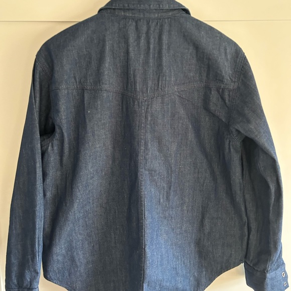 Banana Republic Jeans WESTERN DENIM SHIRT Snap buttons Dark Wash Size Medium - Picture 2 of 9